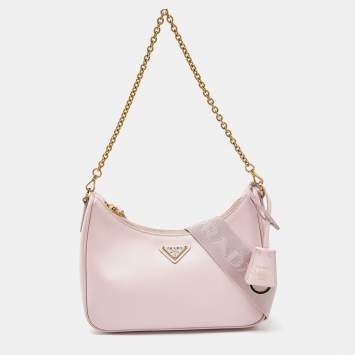 Pre Owned Prada Pink Leather Re-Edition 2005 Baguette Bag
