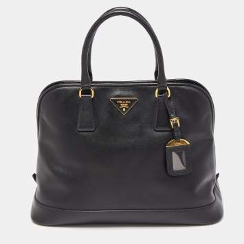 Pre Owned Prada Black Saffiano Lux Leather Large Promenade Satchel