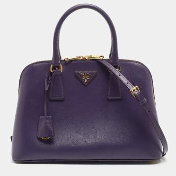 Pre Owned Prada Purple Saffiano Lux Leather Medium Promenade Satchel
