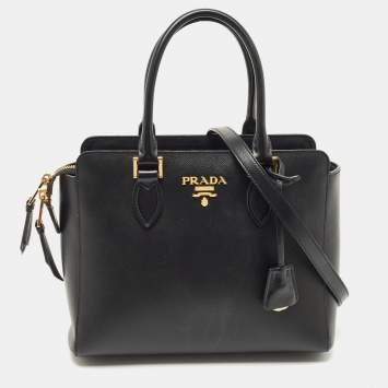 Pre Owned Prada Black Saffiano Leather Tote bag