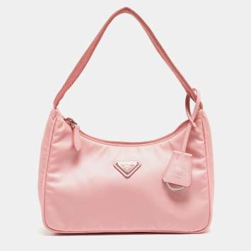 Pre Owned Prada Pink Nylon Mini Re-Edition 2000 Shoulder Bag