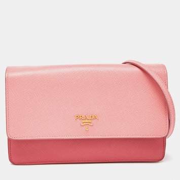 مملوكة مسبقًا Prada Two Tone Pink Leather Convertible Flap Crossbody Bag