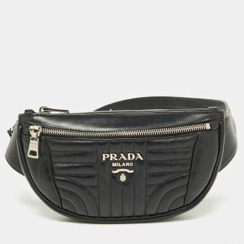 مملوكة مسبقًا Prada Black Diagramme Leather Belt Bag