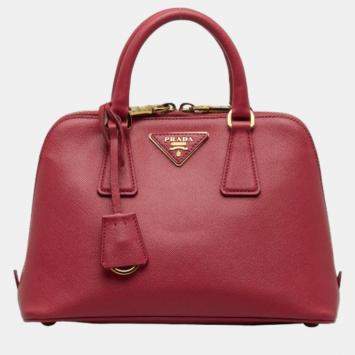 Pre Owned Prada Red Saffiano Lux Promenade Bag Handbag