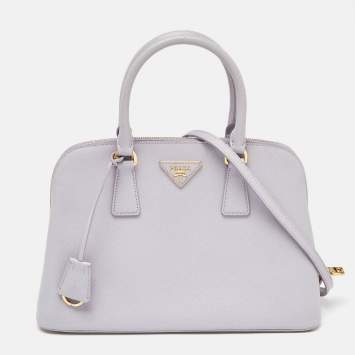 Pre Owned Prada Lavender Saffiano Lux Leather Medium Promenade Satchel