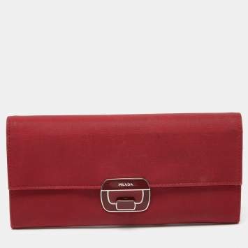 Prada Red Nylon Flap Continental Wallet