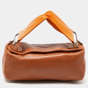 Pre Owned Prada Tan/Orange Leather Satchel