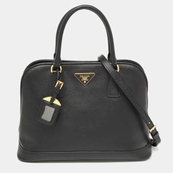 Pre Owned Prada Black Saffiano Leather Medium Promenade Satchel