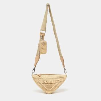 Pre Owned Prada Natural Crochet Triangle Shoulder Bag