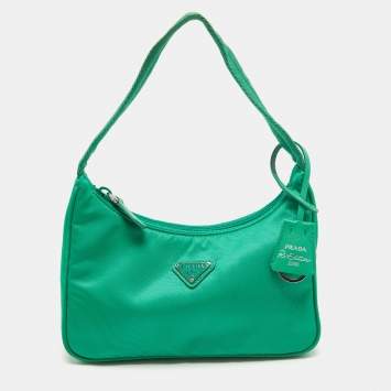 Pre Owned Prada Green Nylon Mini Re-Edition 2000 Shoulder Bag