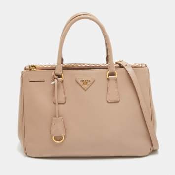 مملوكة مسبقًا Prada Rose Poudre Saffiano Lux Leather Medium Double Zip Tote