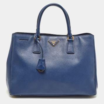 Pre Owned Prada Blue Saffiano Leather Large Gardener's Tote