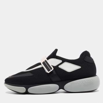 Pre Owned Prada Black Mesh and Leather Cloudbust Sneakers Size 38.5