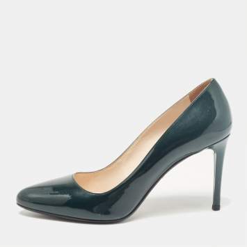 Pre Owned Prada Green Patent Leather Pointed Toe Pumps Size 40