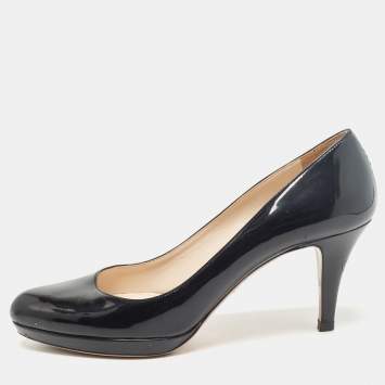 Pre Owned Prada Black Patent Leather Platform Pumps Size 40.5
