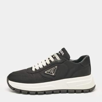 Pre Owned Prada Black Nylon Prax 01 Lace Up Sneakers Size 37