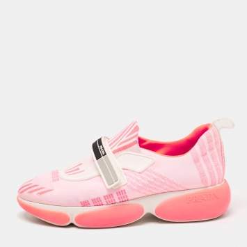 Pre Owned Prada Neon Pink Fabric Cloudbust Sneakers Size 37