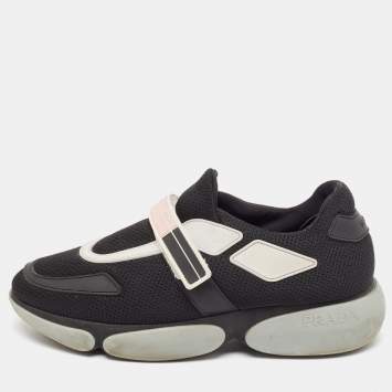 Pre Owned Prada Black Mesh and Rubber Cloudbust Sneakers Size 37.5