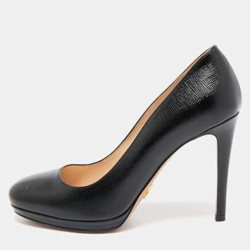 Pre Owned Prada Black Patent Leather Platform Pumps Size 36
