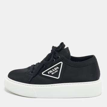 Prada Black Nylon Wheel Cassetta Low-Top Sneakers Size 36