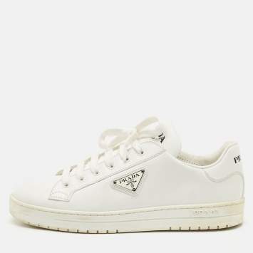 Prada White Leather Low Top Sneakers Size 39.5