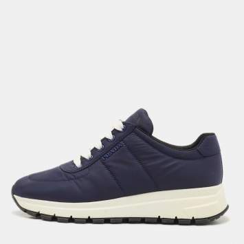 Pre Owned Prada Navy Blue Nylon Prax 01 Low Top Sneakers Size 37.5
