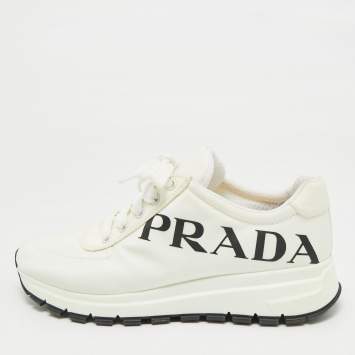 Pre Owned Prada Whiite Nylon Prax 01 Low Top Sneakers Size 39