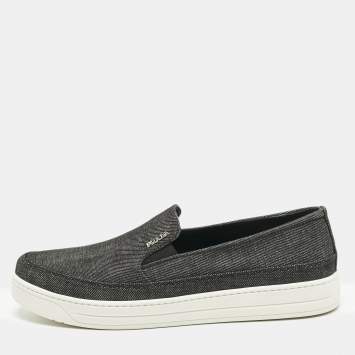 Pre Owned Prada Black Denim Slip On Sneakers Size 40