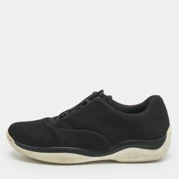 Pre Owned Prada Black Mesh Slip On Sneakers Size 38