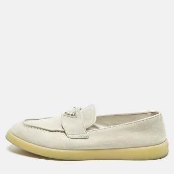 Pre Owned Prada Size 37.5 Grey Suede Slip On Loafers
