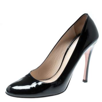 Pre Owned Prada Black Patent Leather Pumps Size 37.5