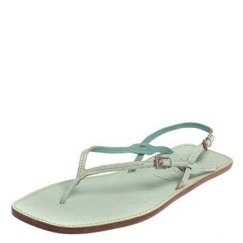 Pre Owned Prada Blue Leather Thong Sandals Size 40