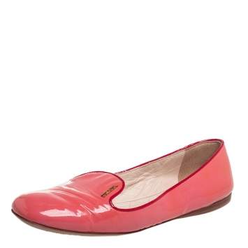Pre Owned Prada Pink Patent Leather Smoking Slippers Size 36.5