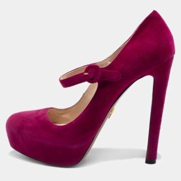 Pre Owned Prada Purple Suede Platform Pumps Size 39