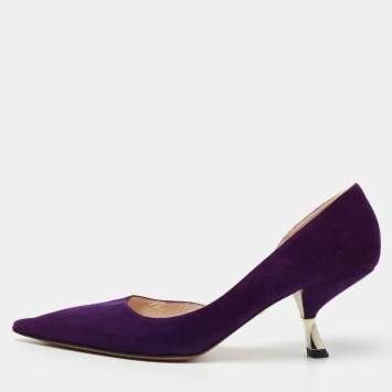 Pre Owned Prada Purple Suede D'orsay Pumps Size 39