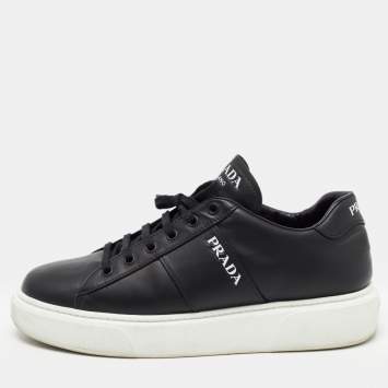 Prada Black Leather Lace Up Sneakers Size 39