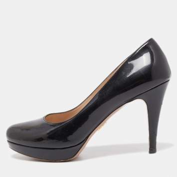 Pre Owned Prada Black Patent Leather Pumps Size 37.5
