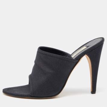 Pre Owned Prada Dark Blue Denim Platform Slide Size 38.5