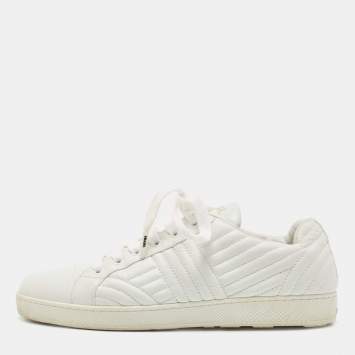 Pre Owned Prada White Quilted Leather Low Top Sneakers Size 41.5 