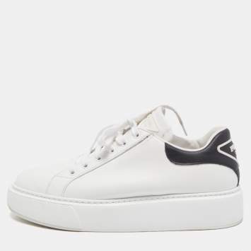 Pre Owned Prada White Leather Macro Low Top Sneakers Size 41