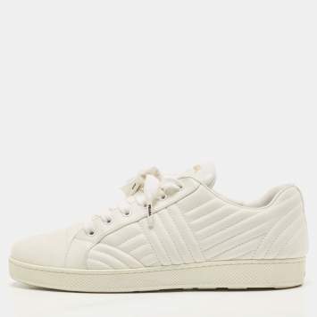Pre Owned Prada White Quilted Leather Low Top Sneakers Size 41.5