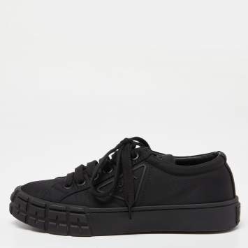 Pre Owned Prada Black Re-Nylon Wheel Cassetta Sneakers Size 38
