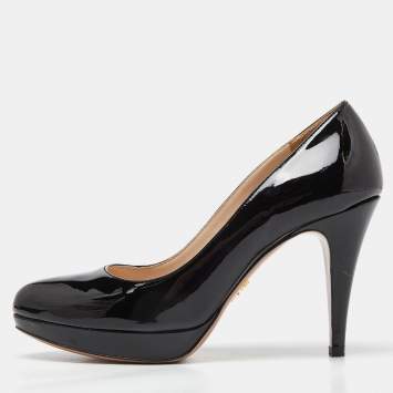 Pre Owned Prada Black Patent Leather Platform Pumps Size 36