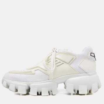 Pre Owned Prada White Mesh And Rubber Cloudbust Thunder Low Top Sneakers Size 36.5