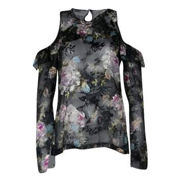 Pre Owned Preen By Thornton Bregazzi Floral Print Devore Chiffon Cold Shoulder Alva Top S