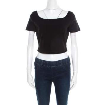 Pre Owned Preen by Thornton Bregazzi Black Stretch Crepe Zone Crop Top M