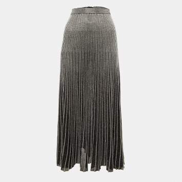مملوكة مسبقًا Proenza Schouler Black /Sliver Lurex Knit Sheer Maxi Skirt XS