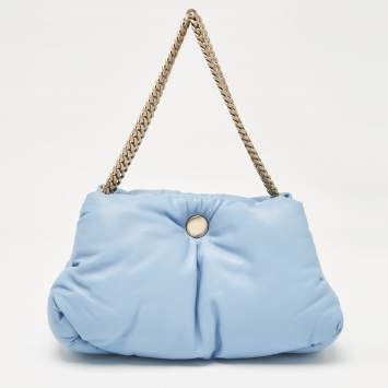 Pre Owned Proenza Schouler Light Blue Leather Puffy Tobo Chain Bag