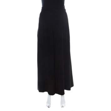 Pre Owned Proenza Schouler Black Crepe Waist Tie Detail Wide Leg Trousers M 