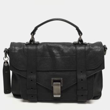 Pre Owned Proenza Schouler Black Leather Tiny PS1 Top Handle Bag
